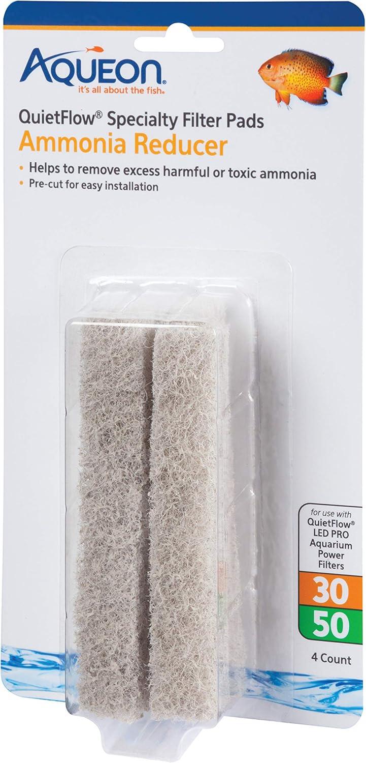 Aqueon Replacement Specialty Filter Pads Ammonia Reducer 30/50, 4 Pack