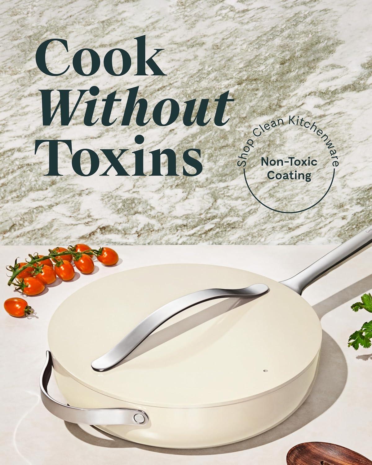 Caraway Home Cream Non-Stick Ceramic Sauté Pan