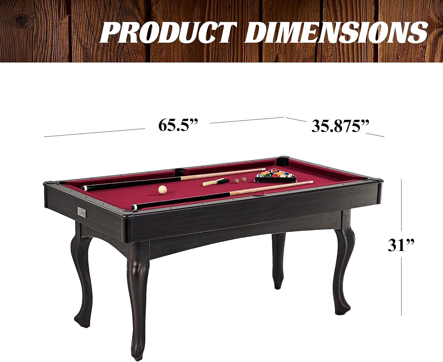 Barrington 66" Dark Wood Grain Billiard Table with Red Velvet Cloth