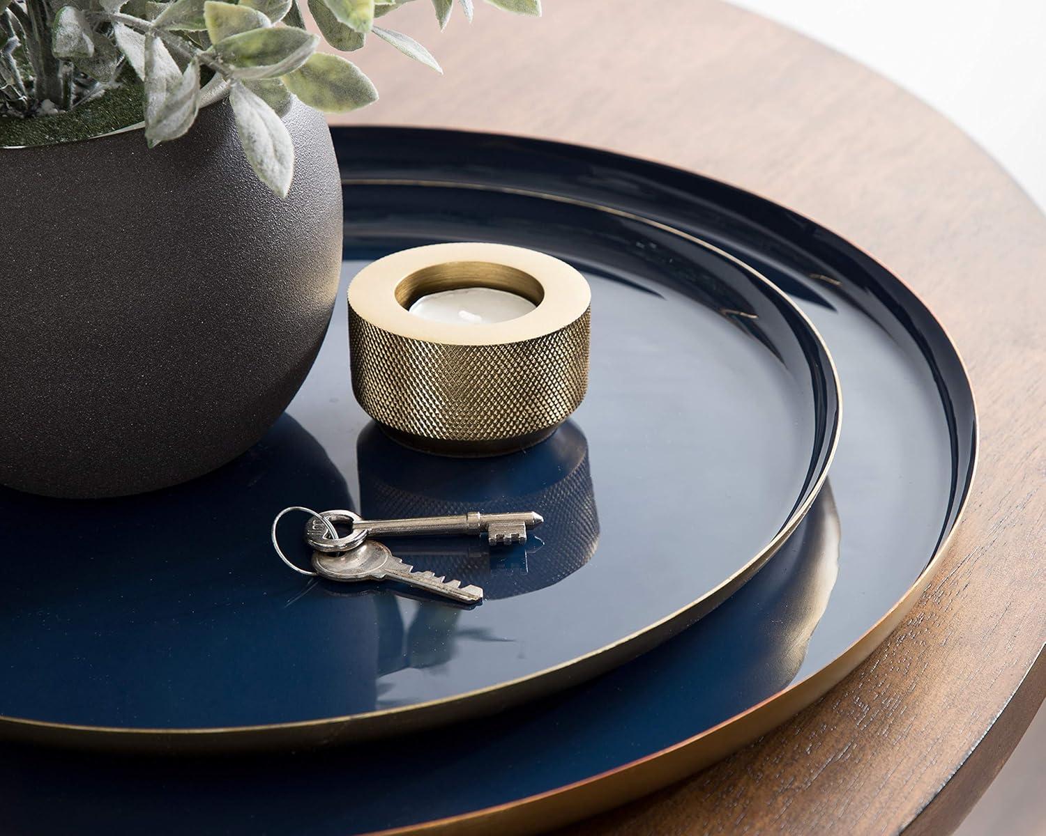 Kate and Laurel Neila Tray, 2 Piece, Navy Blue and Gold