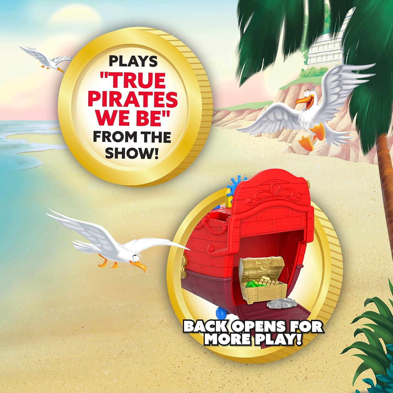 Disney Junior Mickey Mouse Funhouse Treasure Adventure Pirate Ship with Bonus Figures, 18-Piece Toy Figures and Playset, Kids Toys for Ages 3 Up,  Exclusive by Just Play