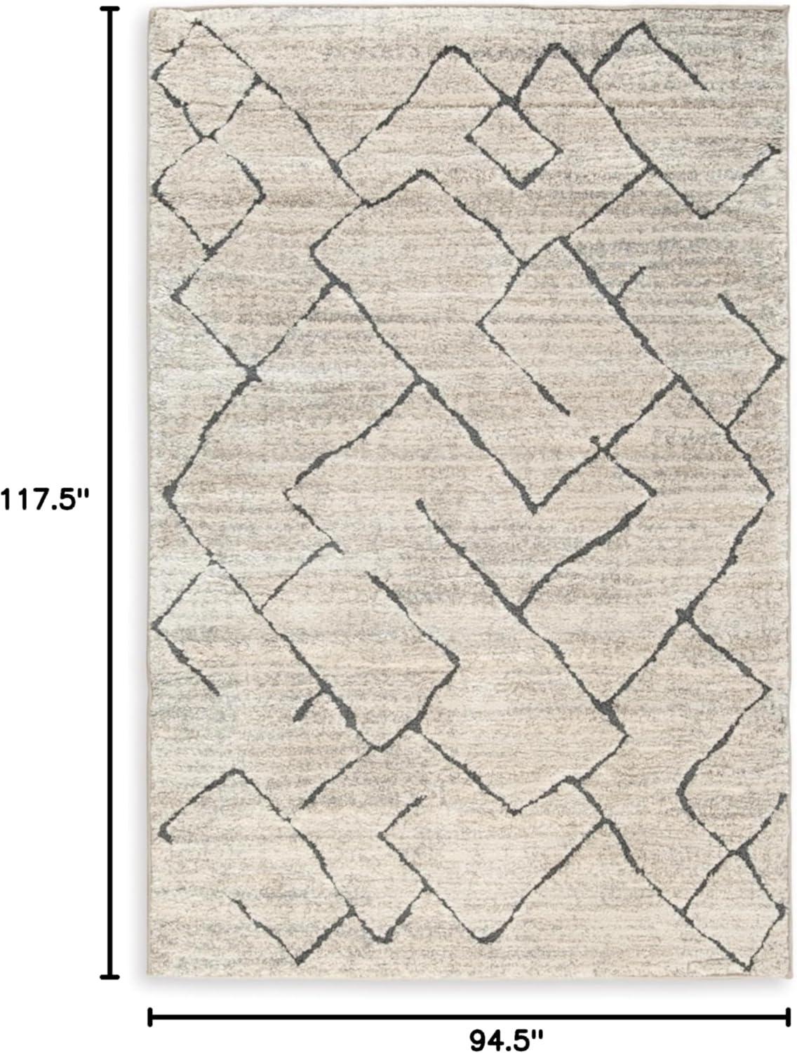 Gray and Cream Abstract 8' x 10' Synthetic Area Rug