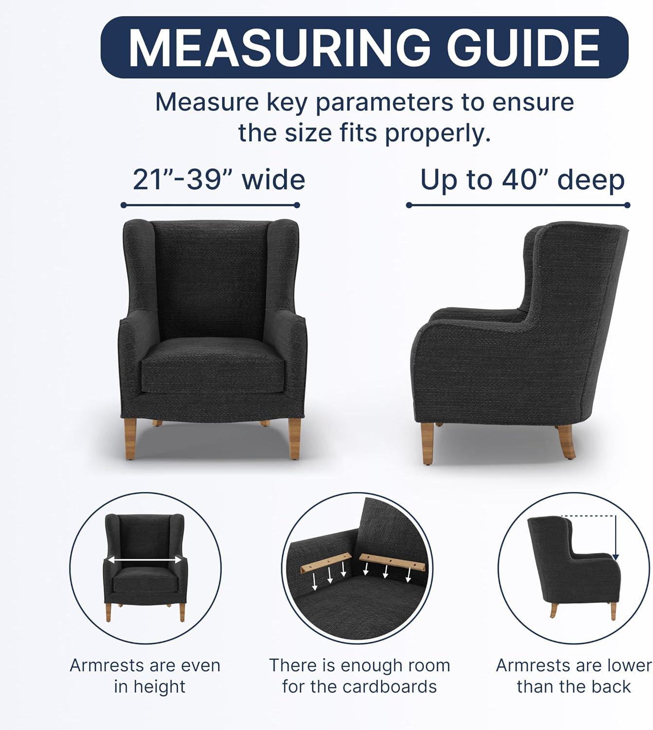 Stretchy Slipcover for Wingback Chair - Easy to Clean & Durable - Microfibra Collection