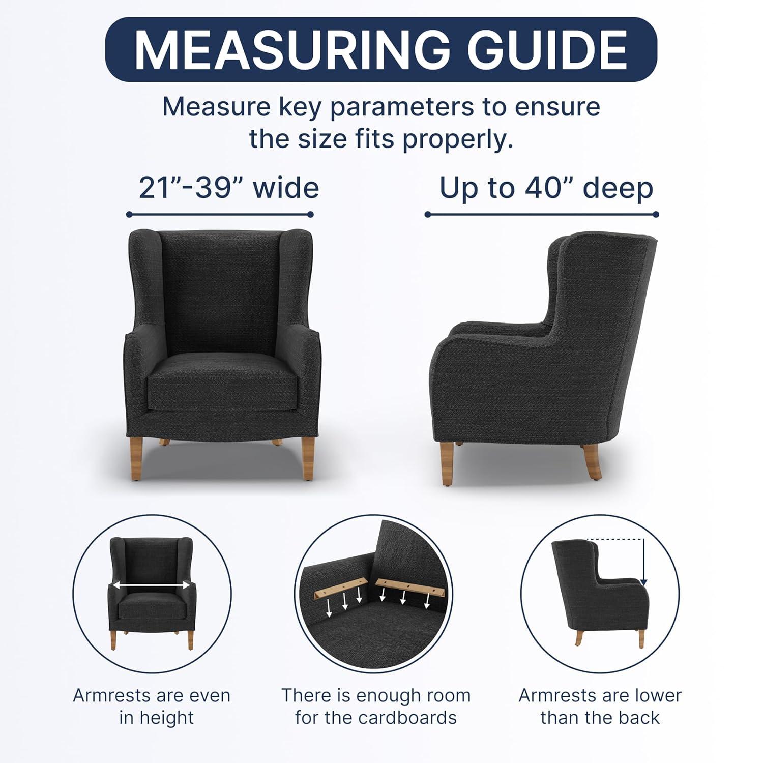 Stretchy Slipcover for Wingback Chair - Easy to Clean & Durable - Microfibra Collection