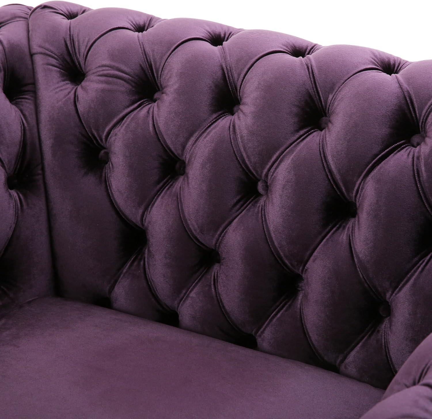 Westminster Chesterfield Club Chair Blackberry - Christopher Knight Home: Velvet Upholstery, Nailhead Trim