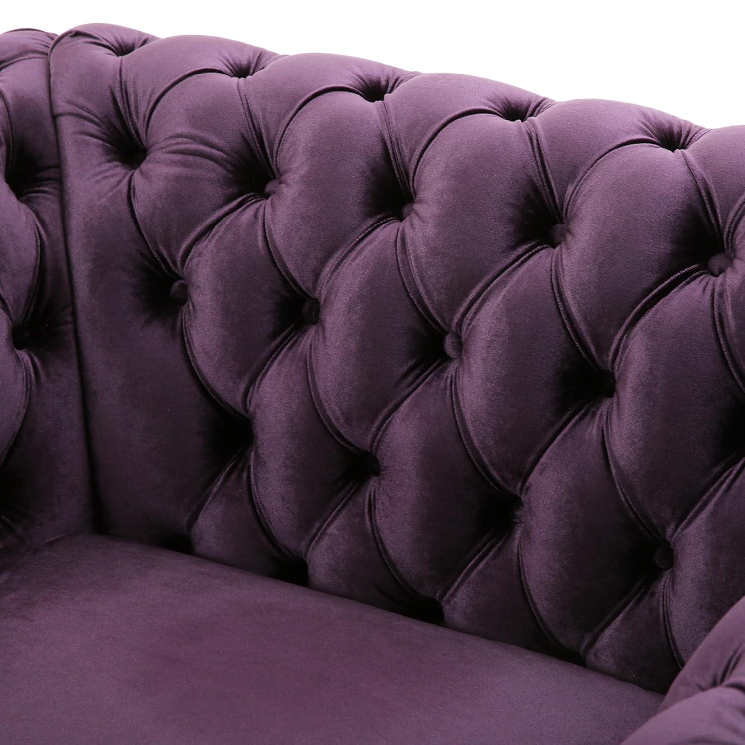 Westminster Chesterfield Club Chair Blackberry - Christopher Knight Home: Velvet Upholstery, Nailhead Trim