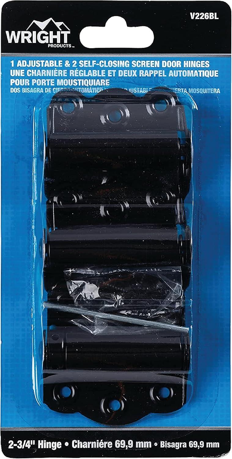 (3-Pk) Wright Products Adjustable  Self Closing Door Hinges Black 2-3/4" V226BL