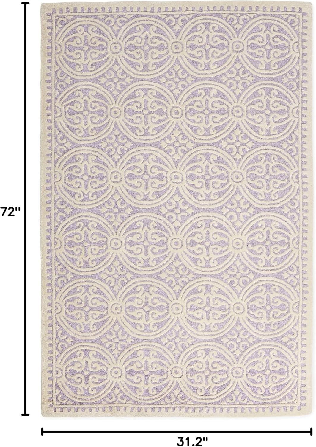 SAFAVIEH Cambridge Leslie Geometric Wool Runner Rug, Black/Ivory, 2'6" x 6'