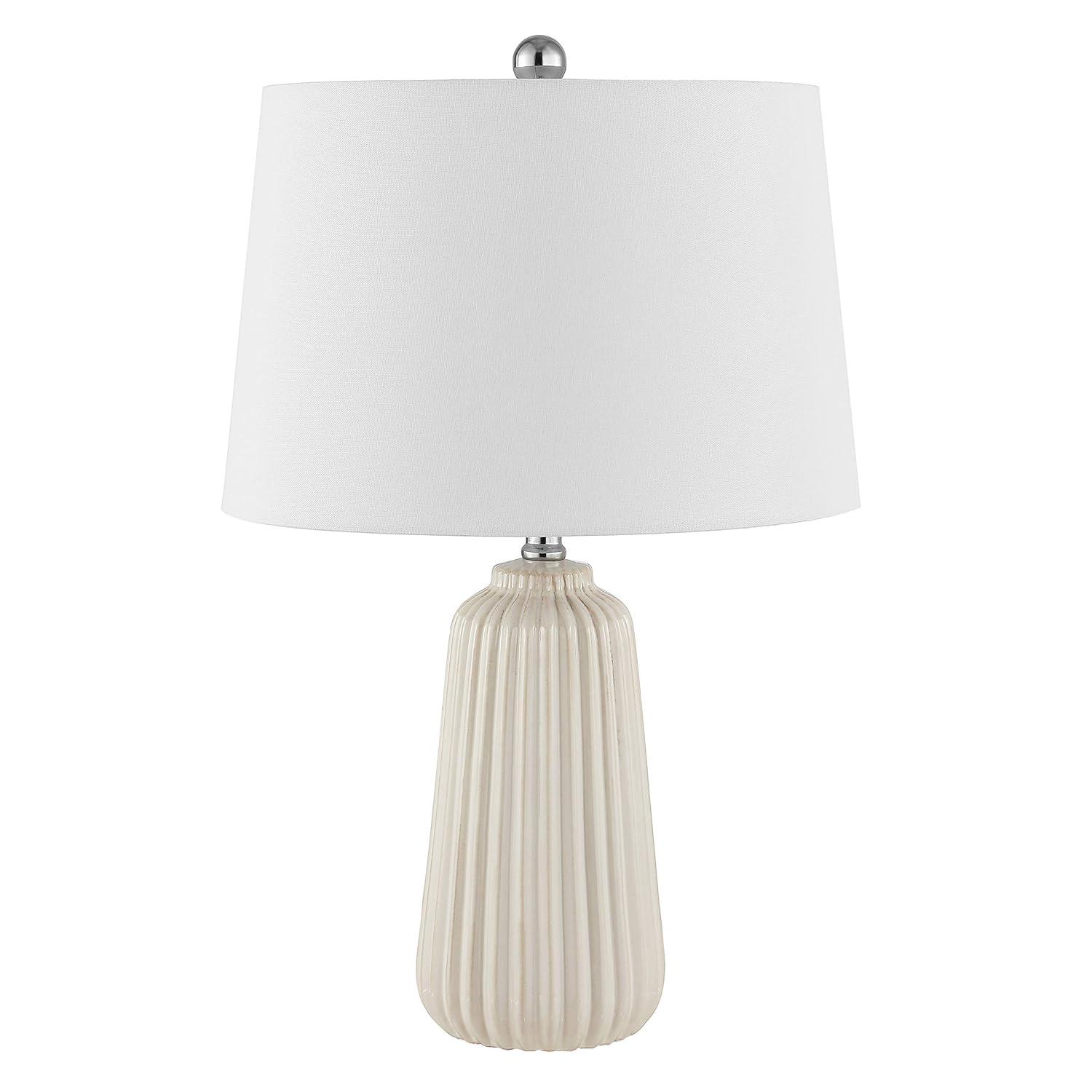 Wildon Home® Modern Ceramic Table Lamp With Led Bulb Included - Elegant Ivory Finish And Textured Design For Bedroom, Living Room, Or Home Office