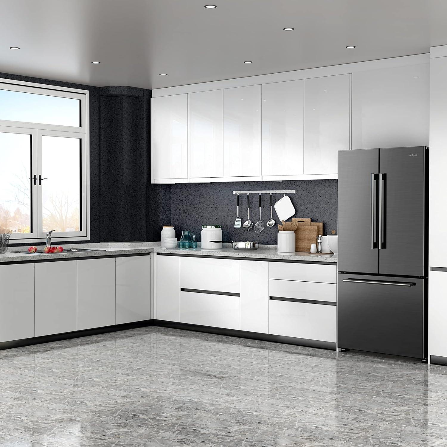 Galanz 18-Cu. ft Counter Depth 3-Door French Door Refrigerator, Stainless