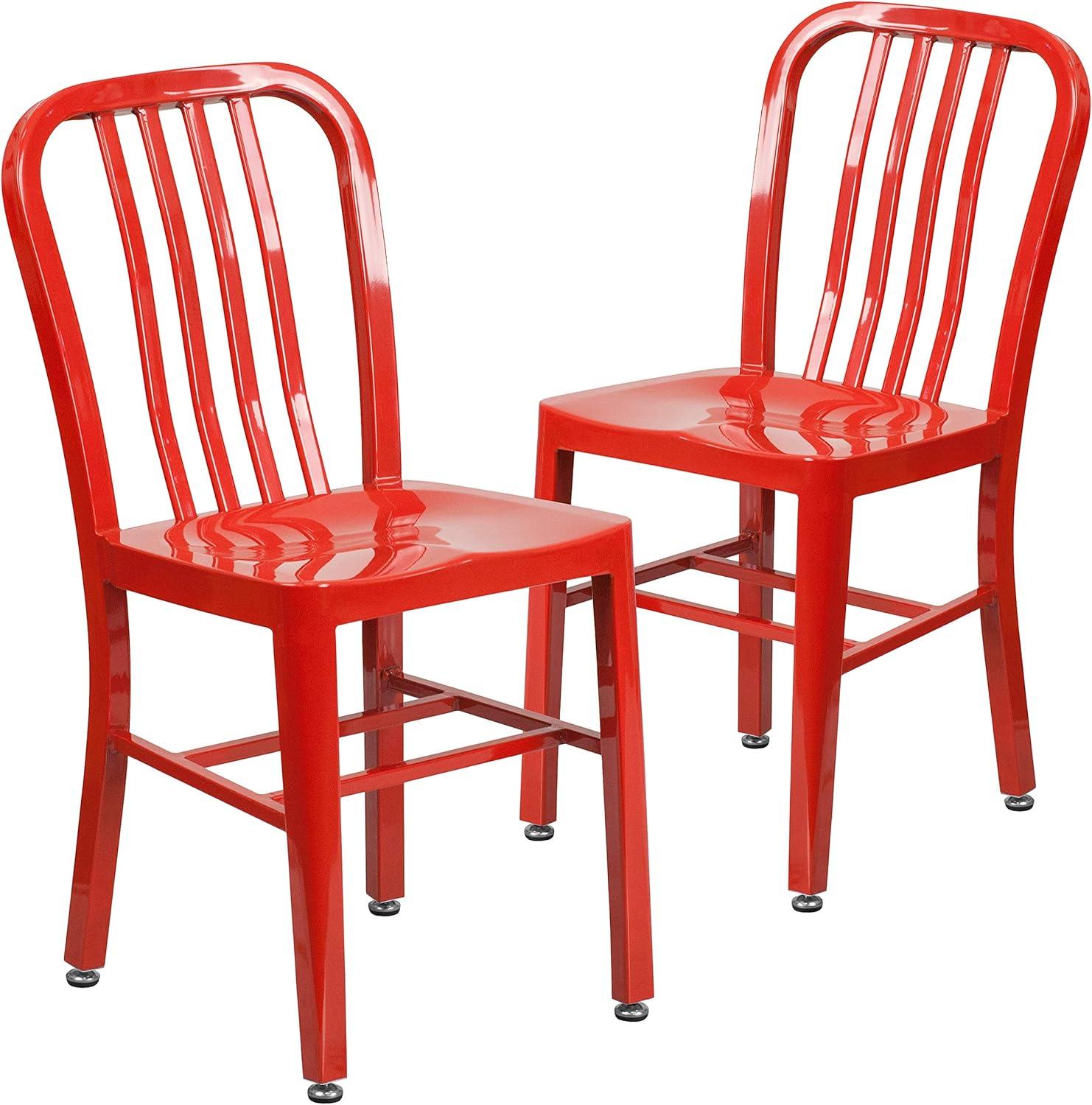 Flash Furniture Gael Commercial Grade 2 Pack Red Metal Indoor-Outdoor Chair