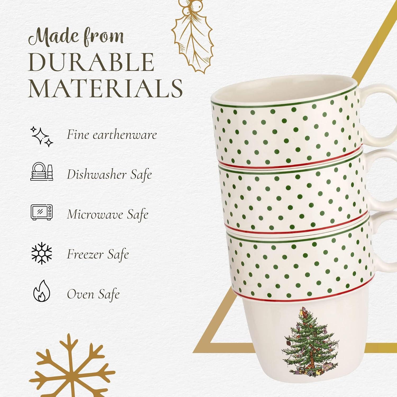 Spode Spode Christmas Tree Polka Dot Stackable Mugs (Set of 4)