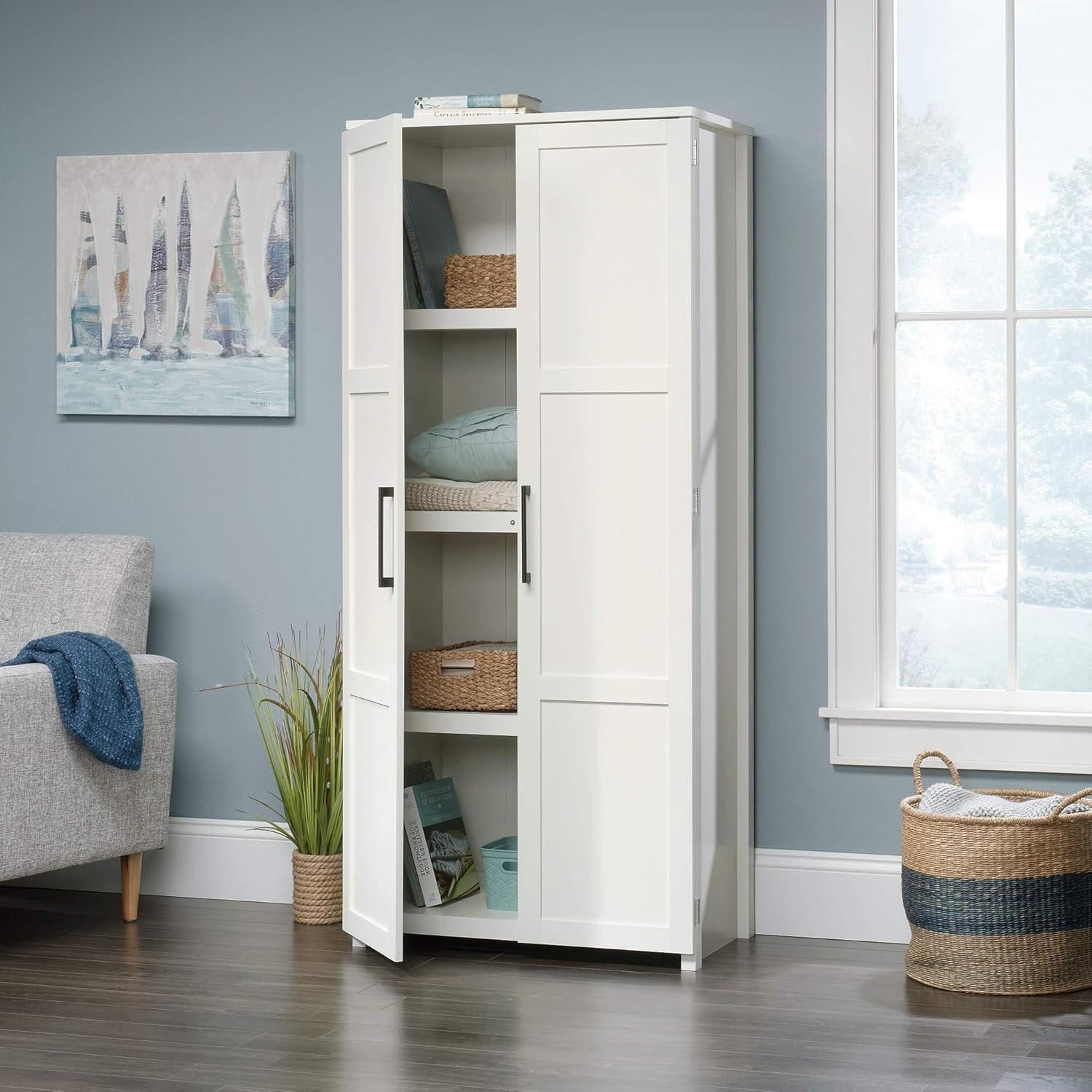 Sauder HomePlus 69" Tall 4-Shelf Wood Storage Cabinet, White Finish