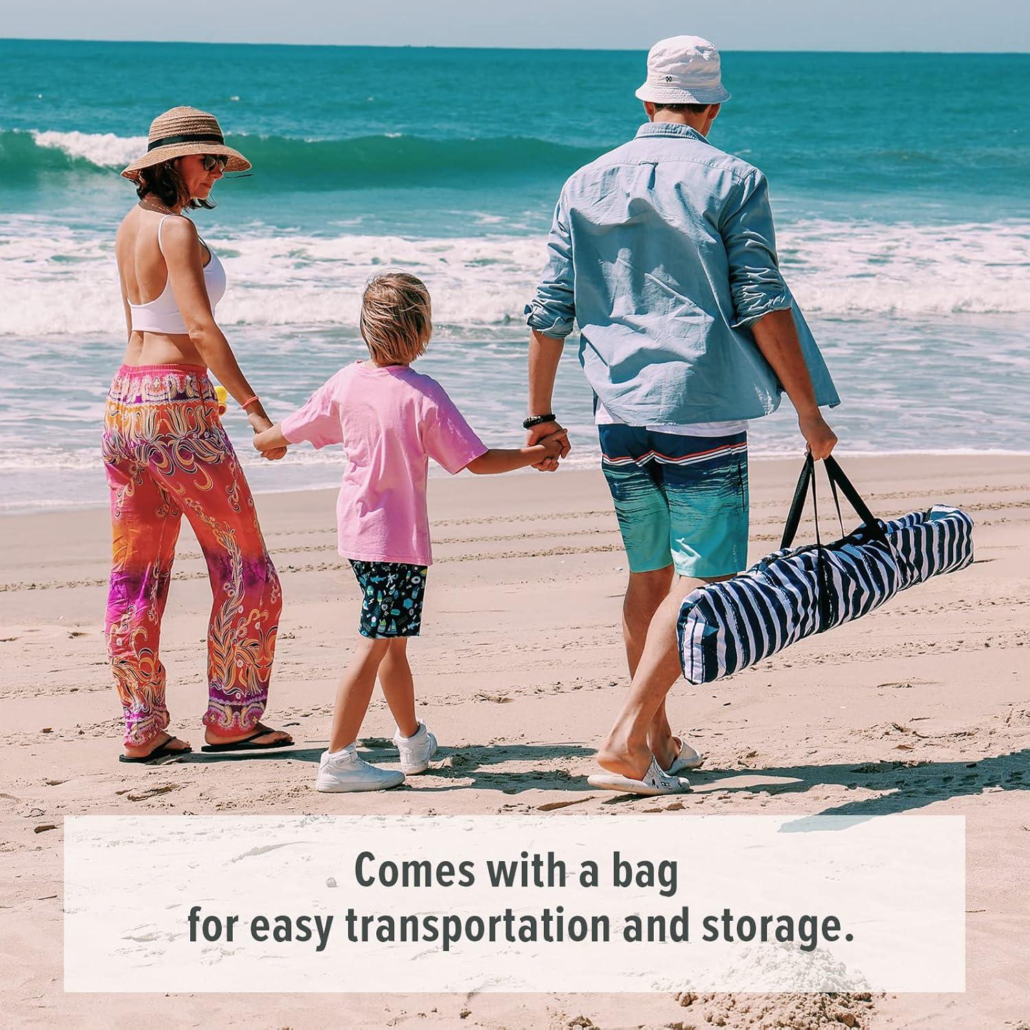 Qipi Beach Cabana - Easy to Set Up Canopy, Waterproof, Portable 6' x 6' Beach Shelter, Included Side Wall, Shade with UPF 50+ UV Protection for Kids, Family & Friends