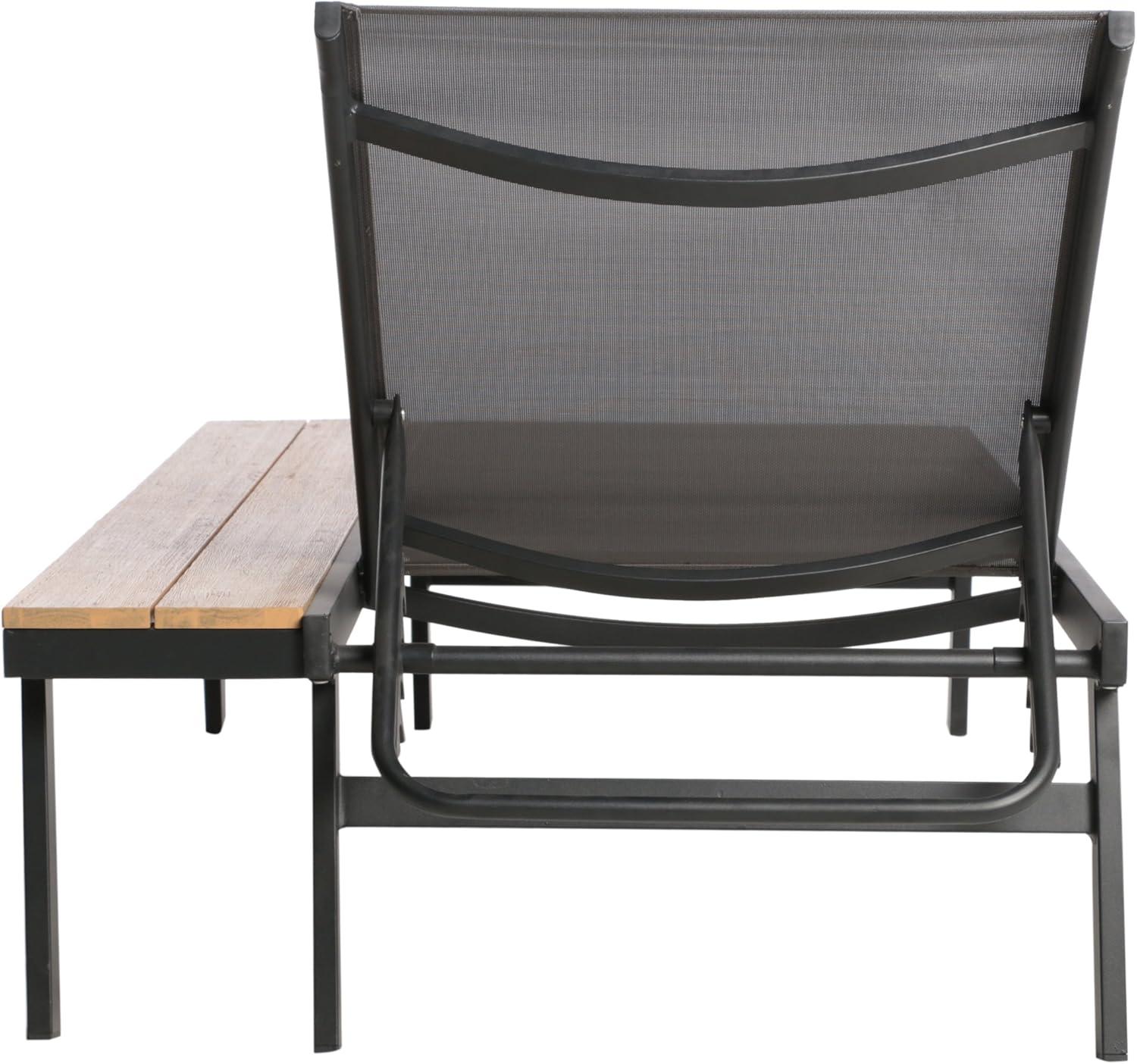 Waterloo Mesh and Aluminum Table Chaise Lounge - Gray - Christopher Knight Home