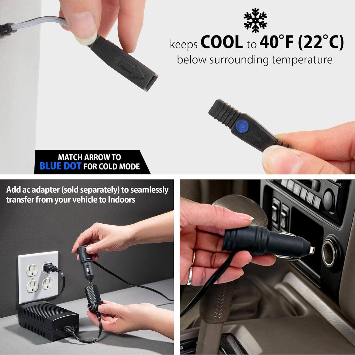 Koolatron D13 Soft-Sided Electric Travel Cooler, 14-Quart Capacity, 12V Car Outlet Plug, Holds Twenty 12-ounce Cans or 2L Bottles Upright, Soft Nylon Sides; Dark Grey