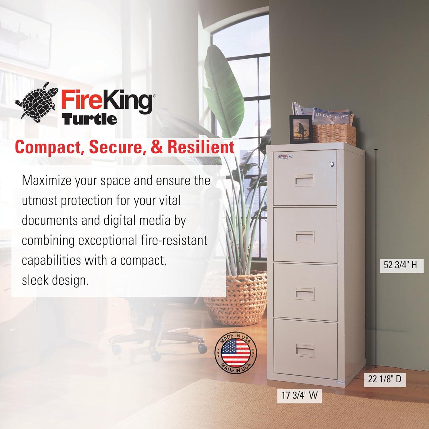 FireKing Compact Turtle® 17.75'' Wide 4 -Drawer Steel File Cabinet