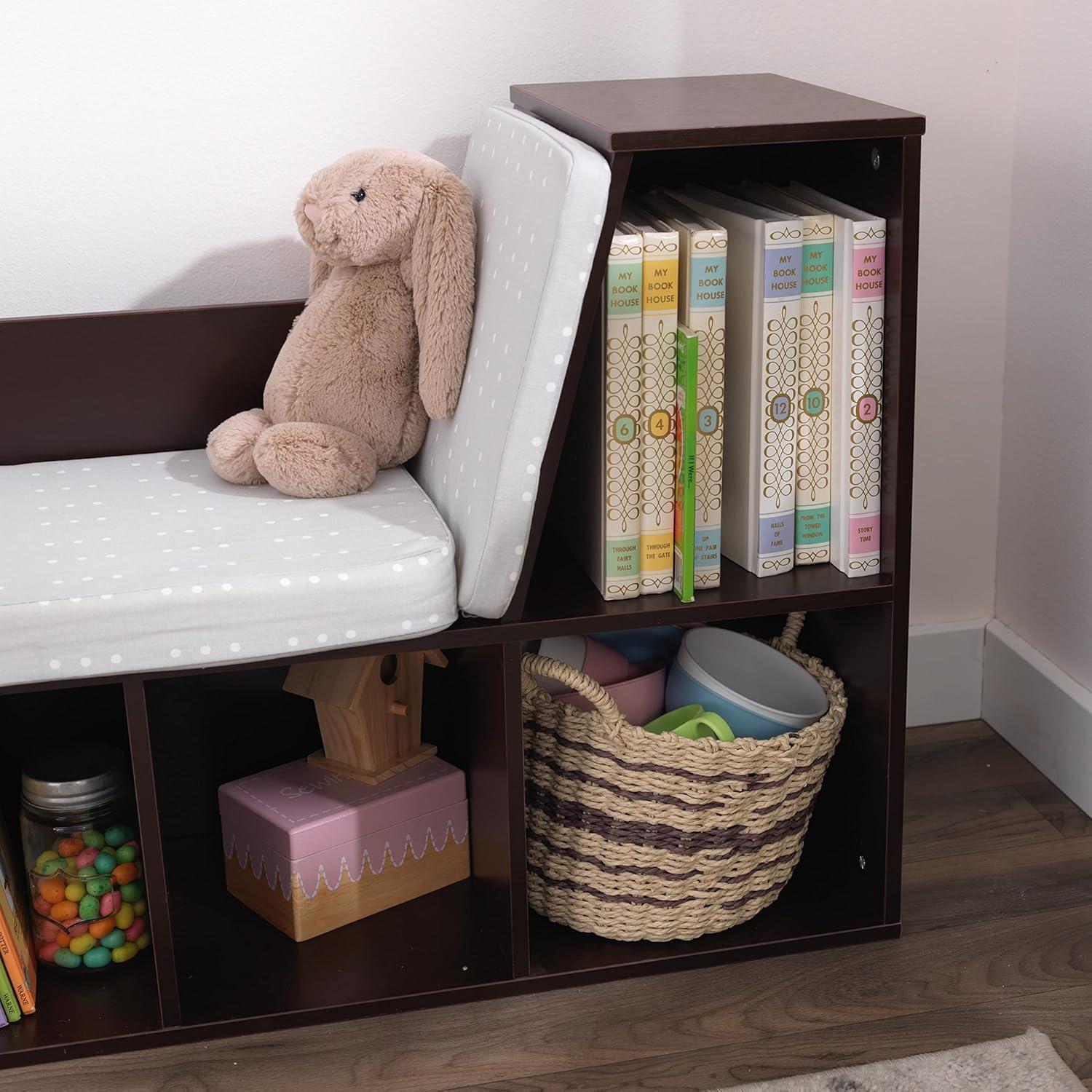 KidKraft Bookcase with Reading Nook, 6 Shelves, Natural