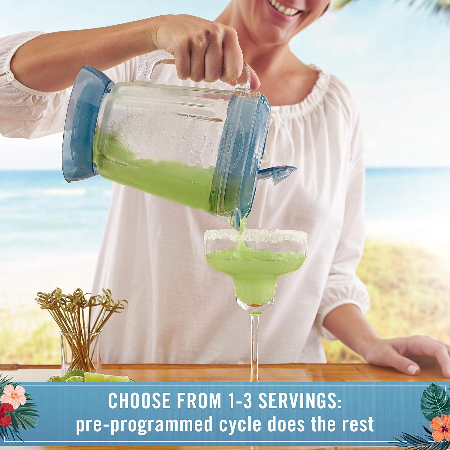 Margaritaville Key West Frozen Concoction Maker Ice Shaver and Crusher Blue/Silver: 64oz Capacity, 450W, Dishwasher-Safe Parts