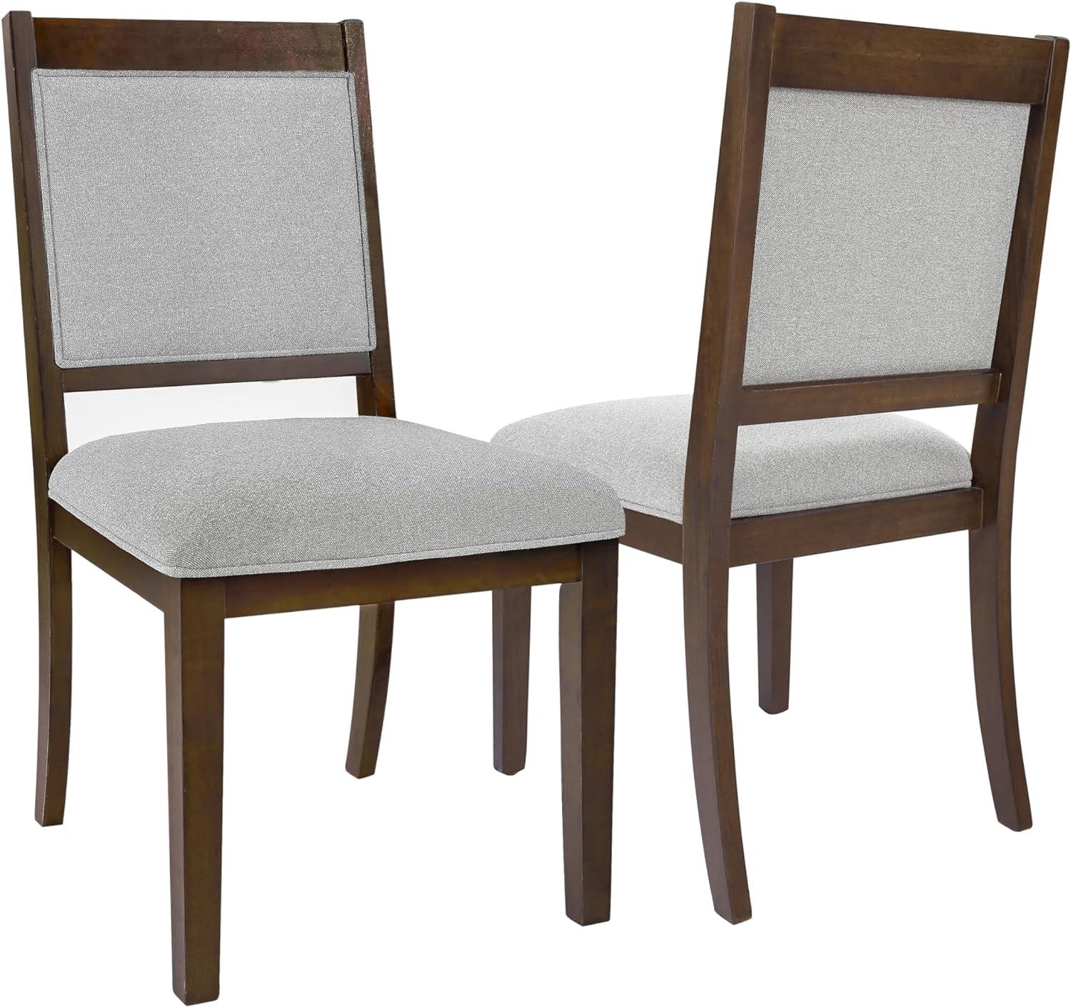 HomePop Set of 2 Open Back Upholstered Wood Frame Dining Chairs Gray: Polyester, Spot Clean, 300lb Capacity