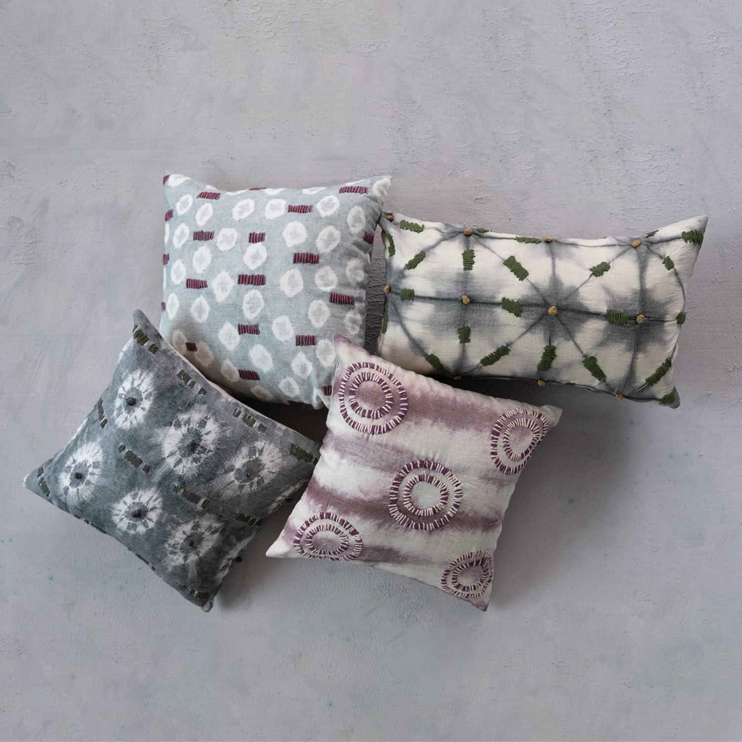 Creative Co-Op Tie Dye Textiles Embroidered Cover Front: 100% Linen, Back: 100% Cotton Pillow Cover