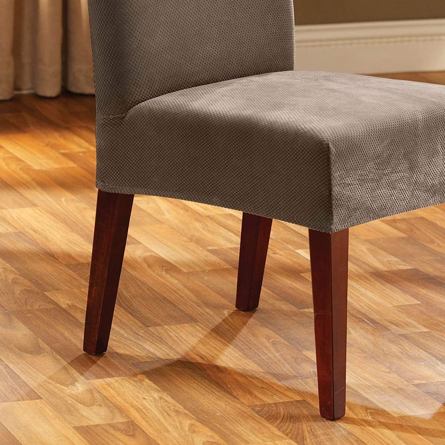 Taupe Stretch Pique Elegant Dining Chair Slipcover