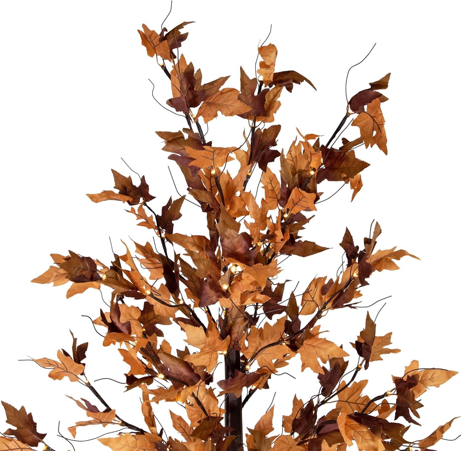 Northlight 6' LED Lighted Autumn Harvest Artificial Maple Leaf Tree - Warm White Lights