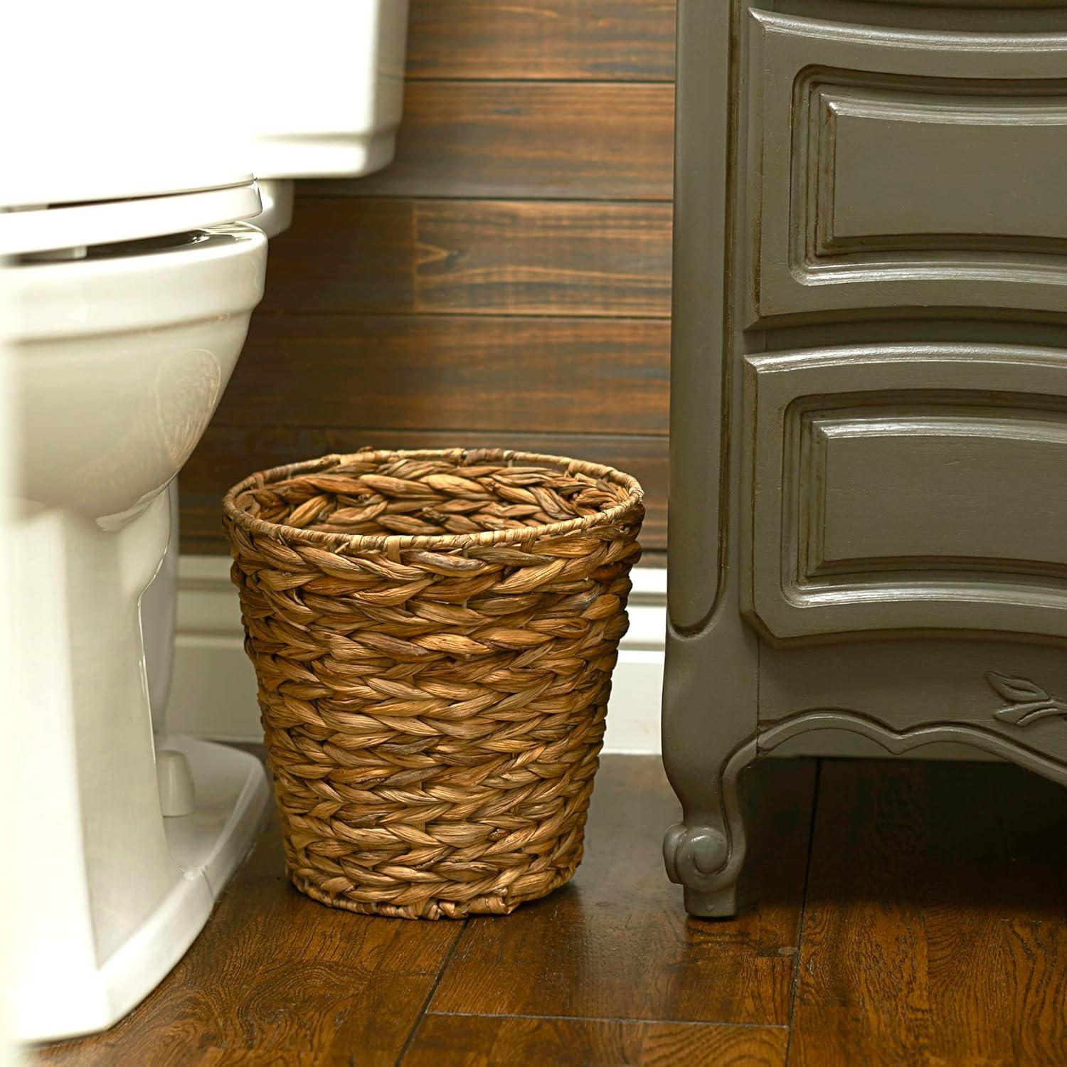 Wicker Waste Basket, Woven Leaf Basket with Wire Frame
