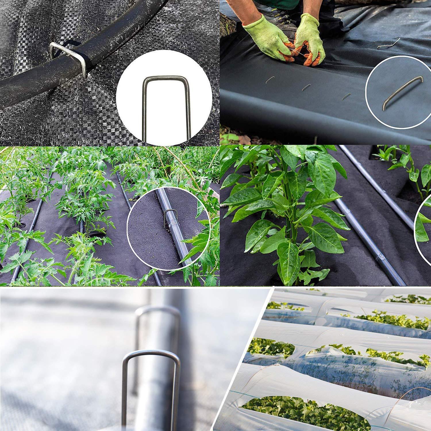 Landscape Staples Galvanized Garden Stakes Landscaping Fabric SOD Pins 12 INCH 50 Pack