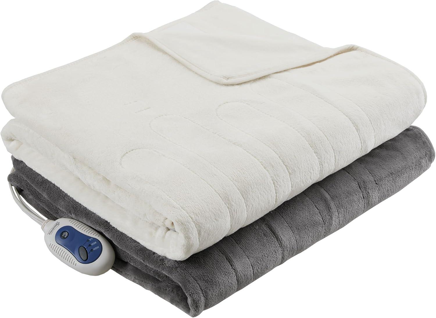 Beautyrest Throw Electric Heated Microlight Plush with Foot Pocket Throw 50x62 Gray