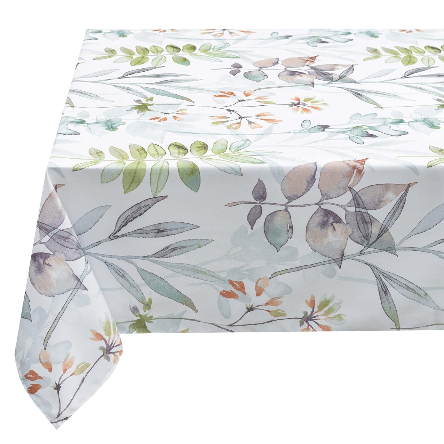 Benson Mills Spillproof Spring/Summer Durable Heavyweight Fabric Indoor Outdoor Tablecloth, Washable Table Cloth for Rectangle Tables, Picnic/Patio Table Covers (60" x 104" Rectangular, Botanica)