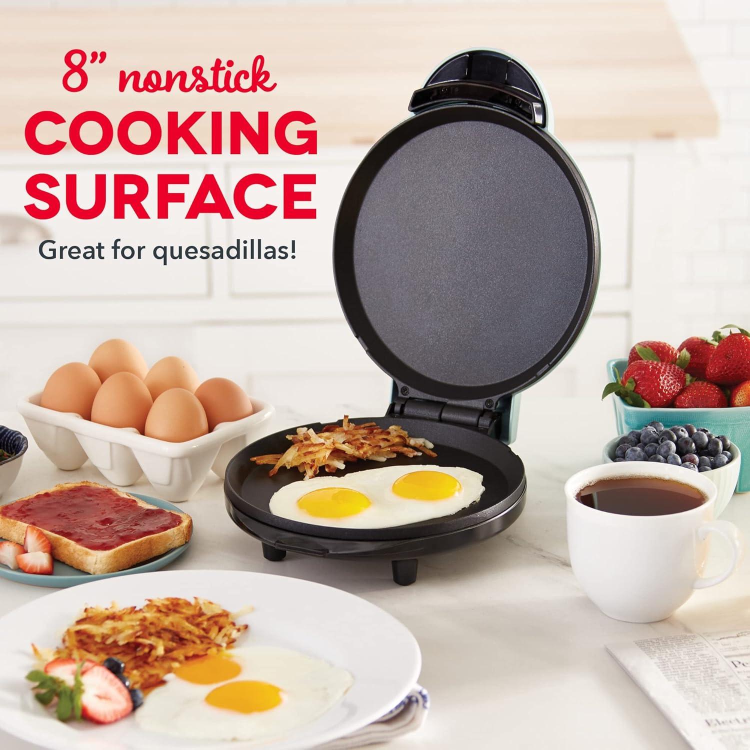 Aqua 8-Inch Round Electric Griddle with Nonstick Coating