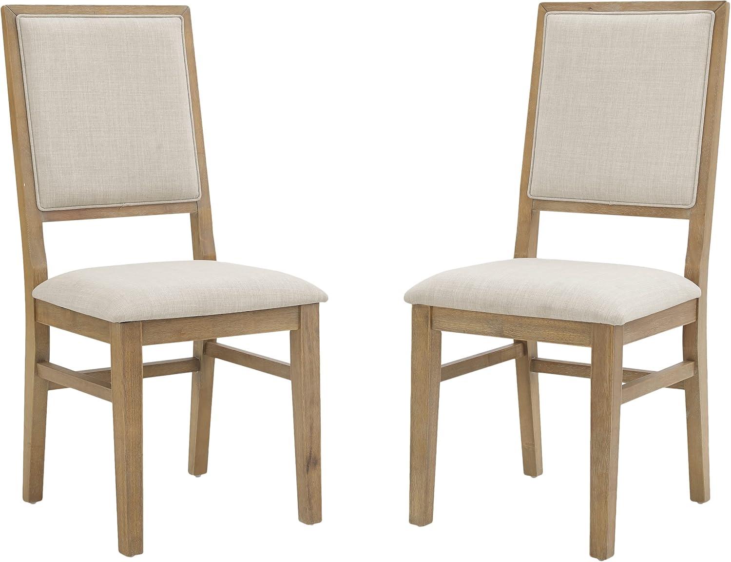 Joanna Cream Linen and Light Wood Rustic Dining Chair Set