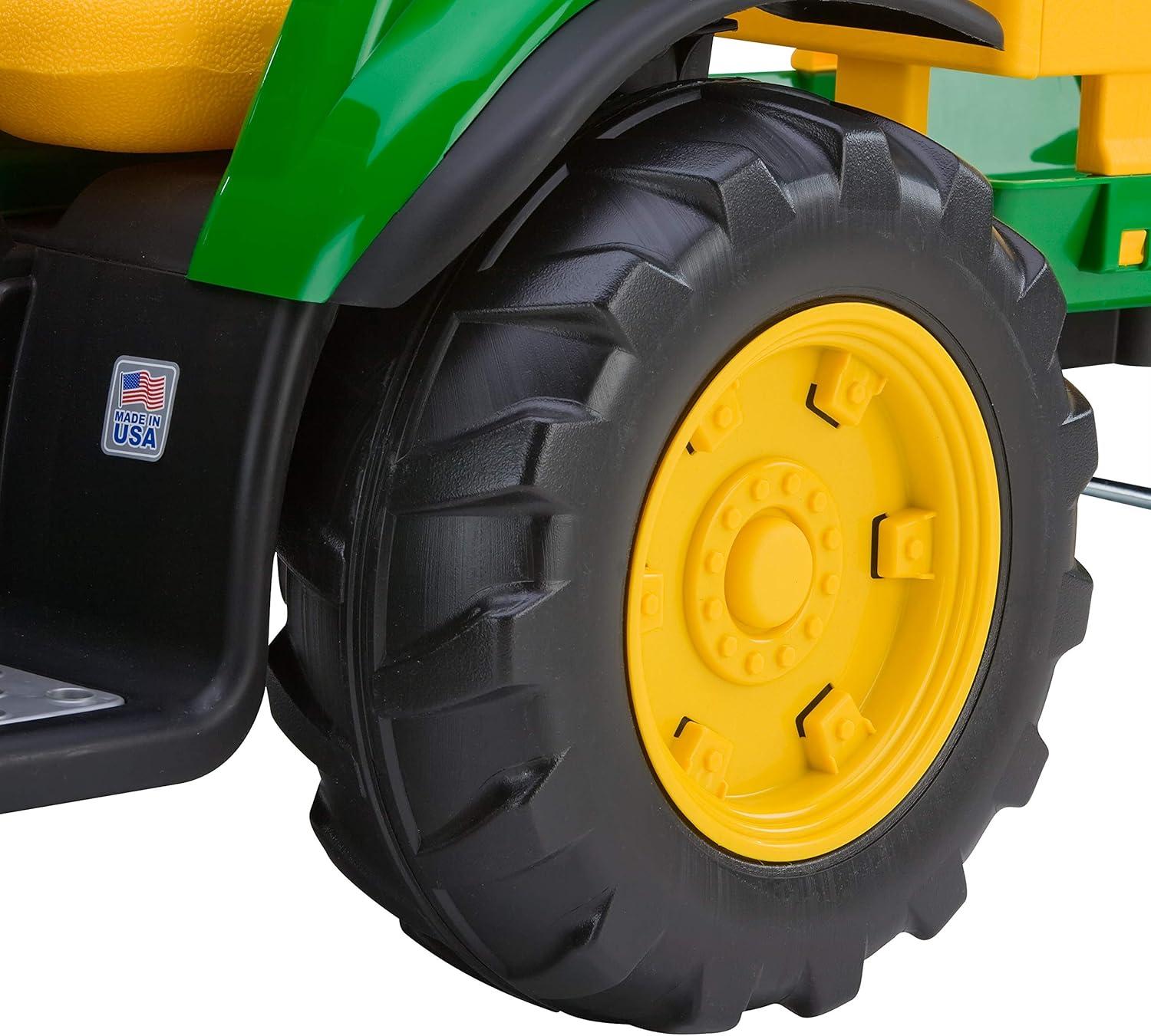 Peg Perego 12V John Deere Ground Force Tractor with Trailer Powered Ride-On - Green