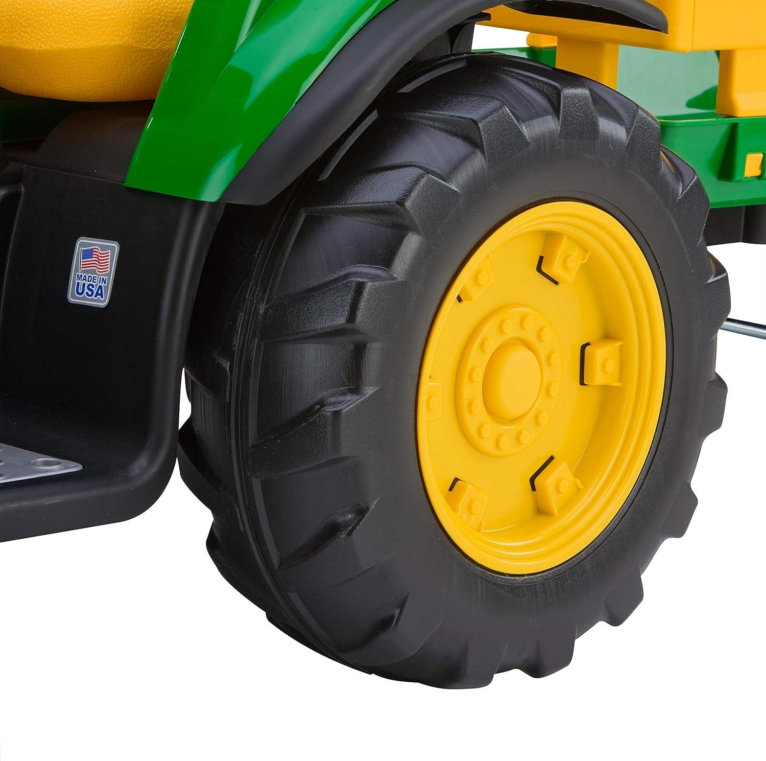 Peg Perego 12V John Deere Ground Force Tractor with Trailer Powered Ride-On - Green