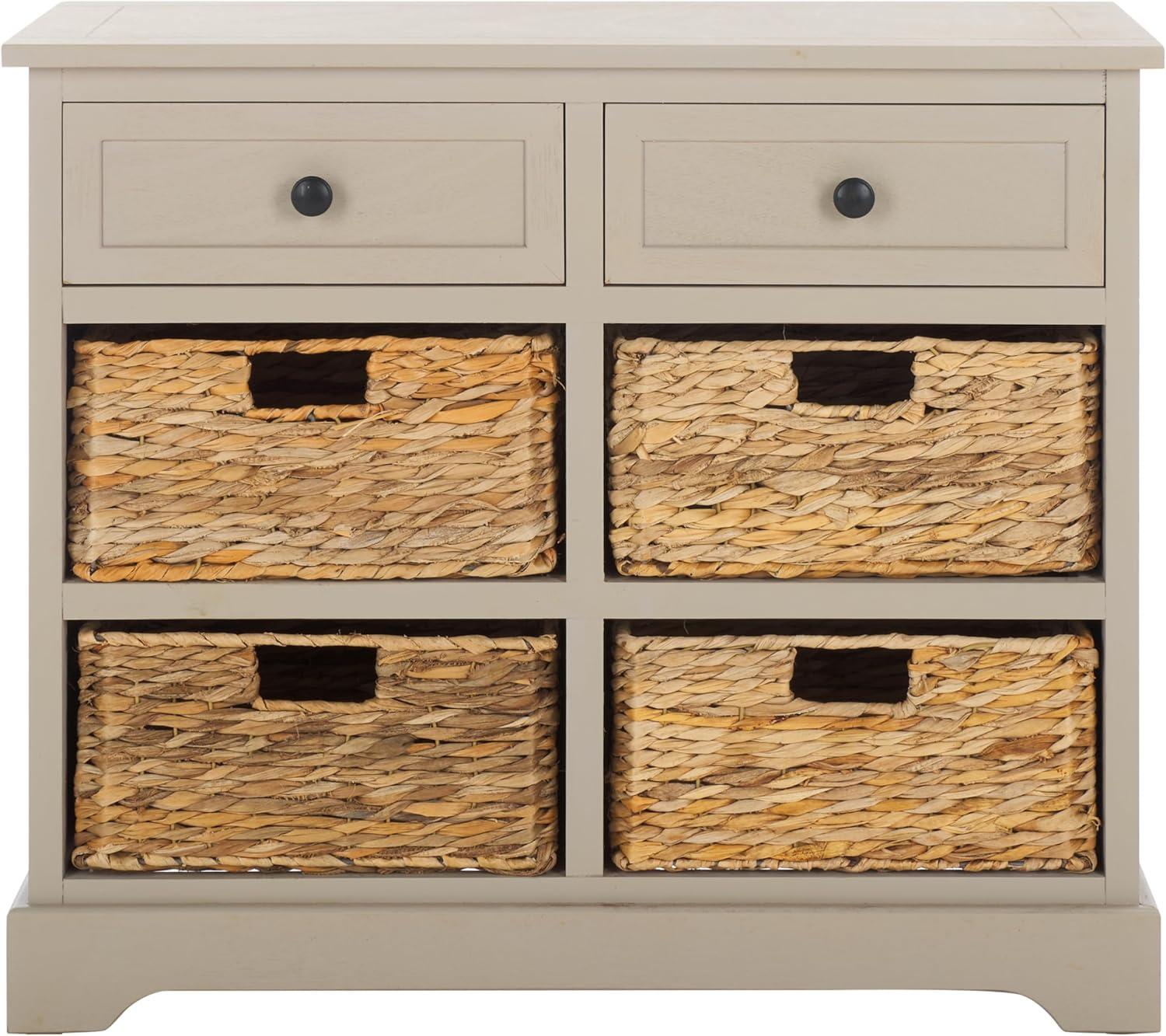 Herman Storage Unit with Wicker Baskets - Vintage Grey - Safavieh.