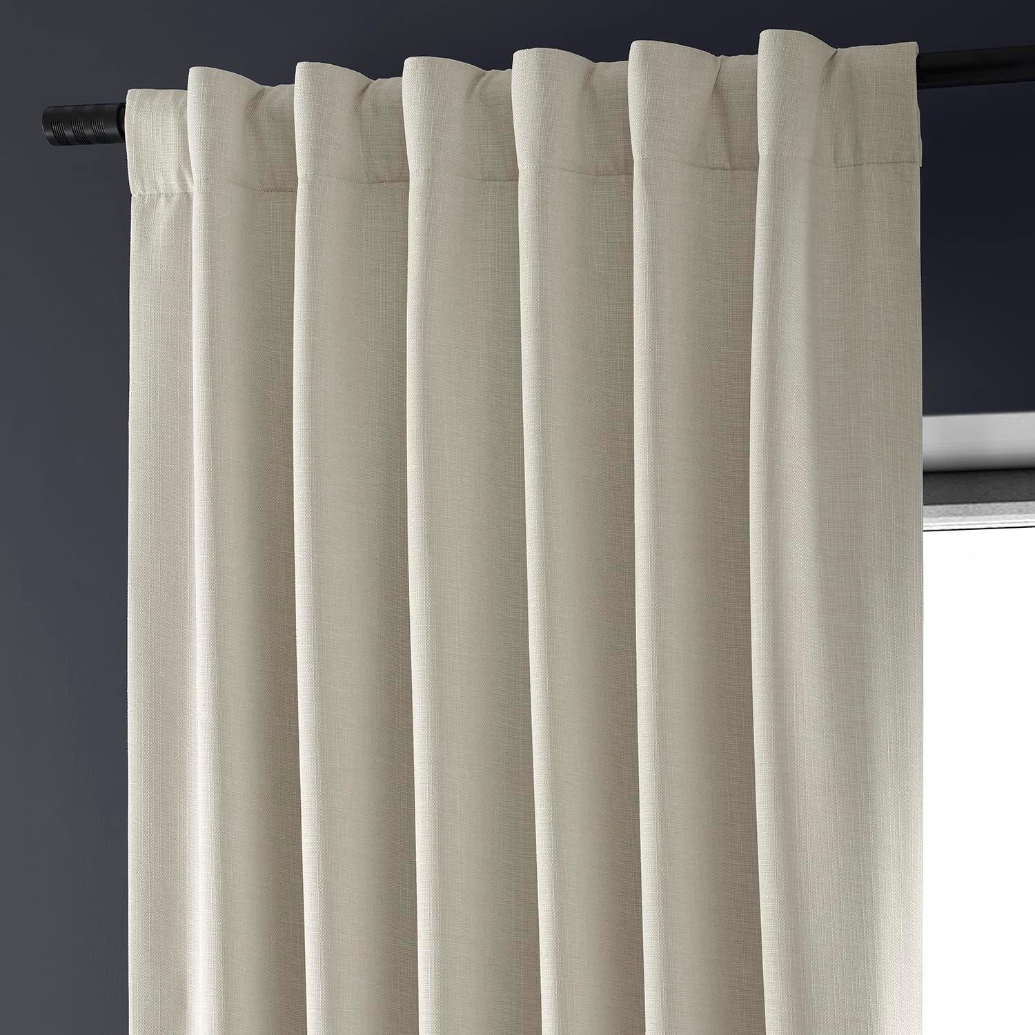 Signature Caravan Beige Faux Linen Blackout Curtain (1 Panel), Caravan Beige, 50W X 96L