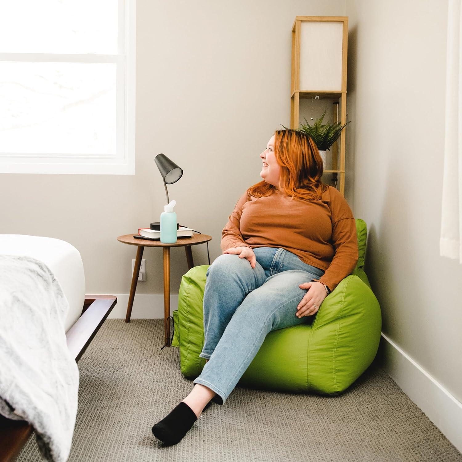 Spicy Lime Recycled Polyester Kid's Bean Bag Chair with Pockets