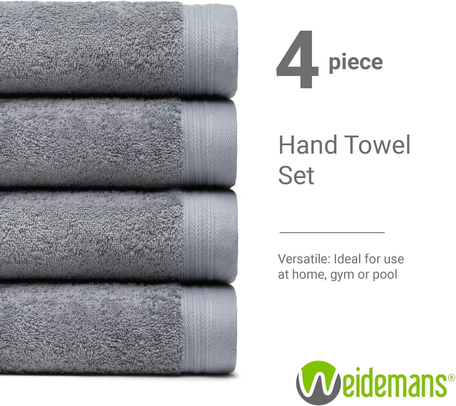 Premium 100% Cotton Towel Set of 4  Hand Towels 18" x 30" | 4 Ultra Soft and Highly Absorbent Hand Towels for Bathroom, Gym, Hotel, Spa, Machine Washable | Color: Dark Gray