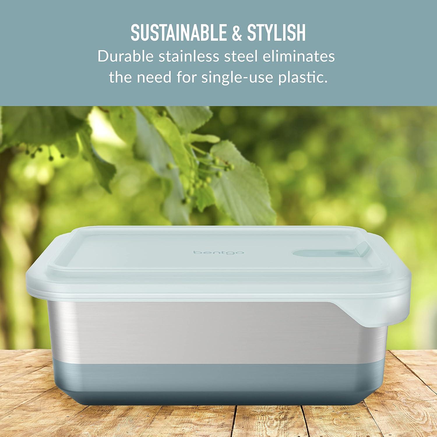 Bentgo Microsteel Heat and Eat Container Aqua: Leakproof Lunch & Snack Storage, BPA-Free, Dishwasher Safe, 8.5 Volume