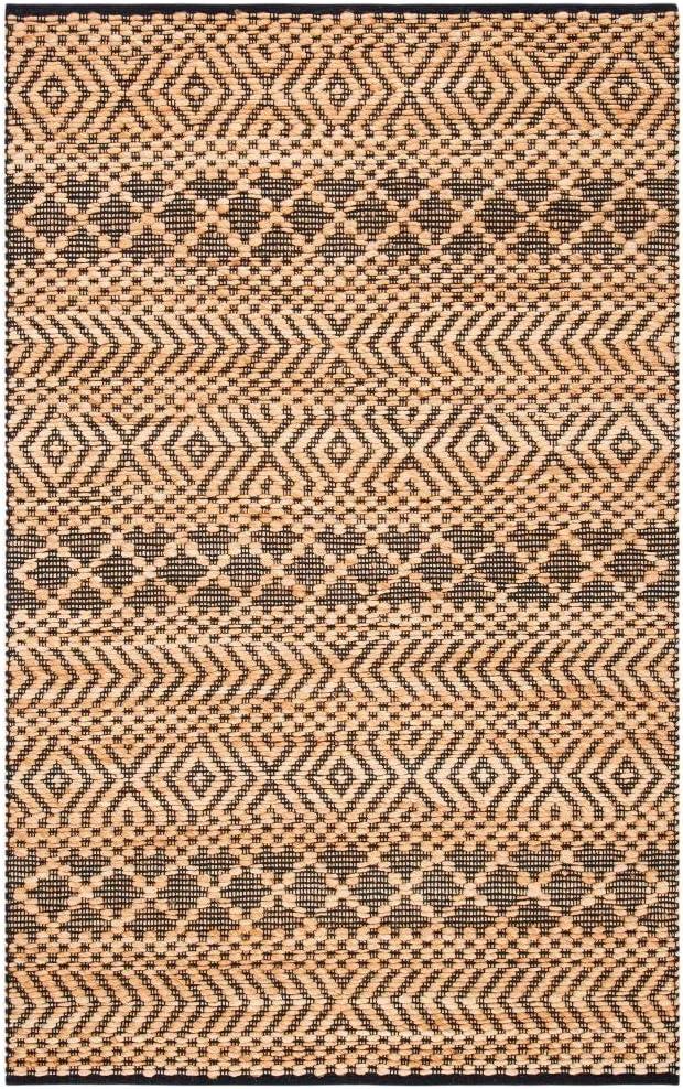 Kilim KLM455 Hand Woven Area Rug - Natural/Black - 4'x6' - Safavieh.