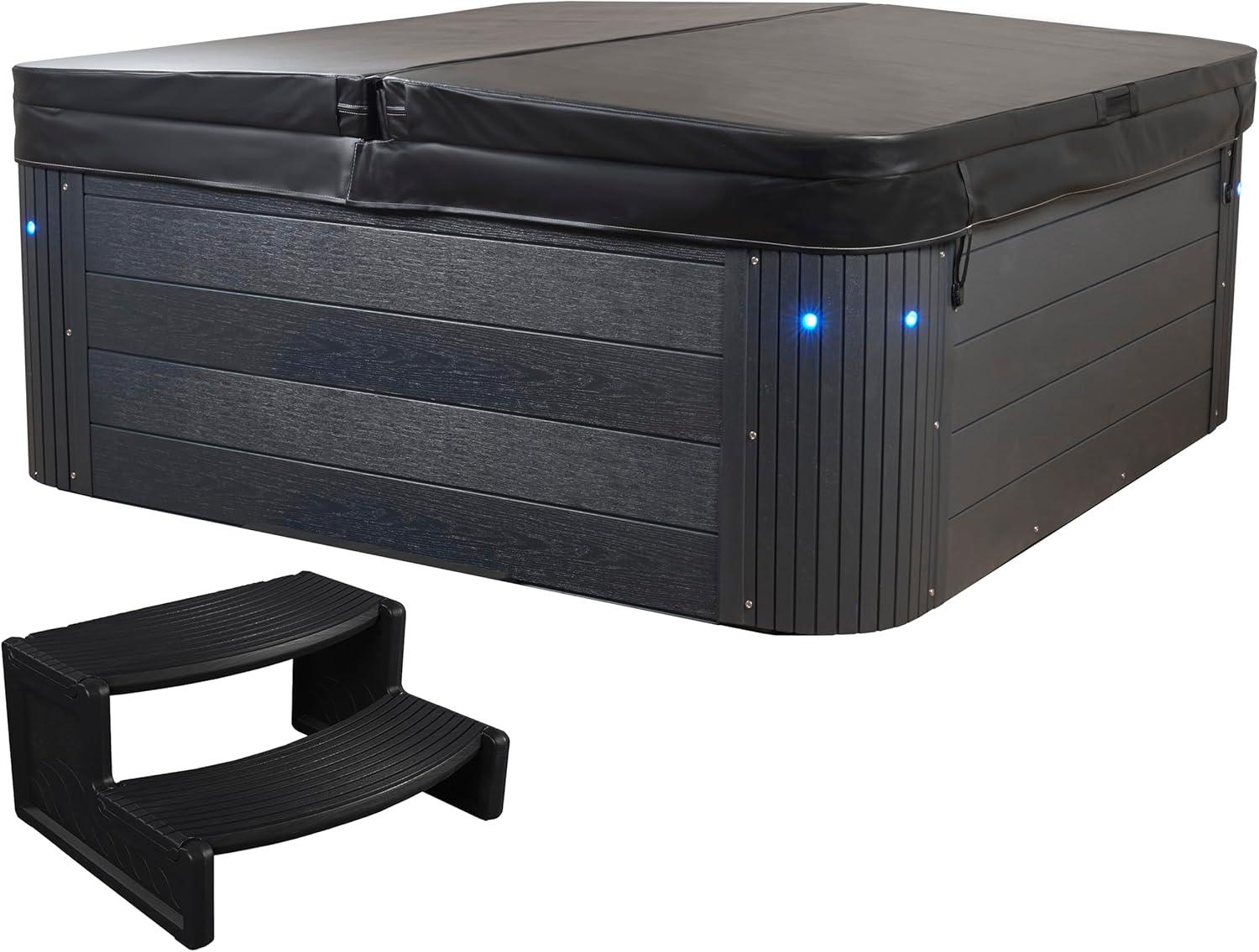 Aqualife® by Strong Spas® Grand Banks™ 5-Person 81-Jet Acrylic Lounger Hot Tub Spa, Stainless Steel Heater and Ozonator, Multi Color LED Lighting, Insulated Cover Included