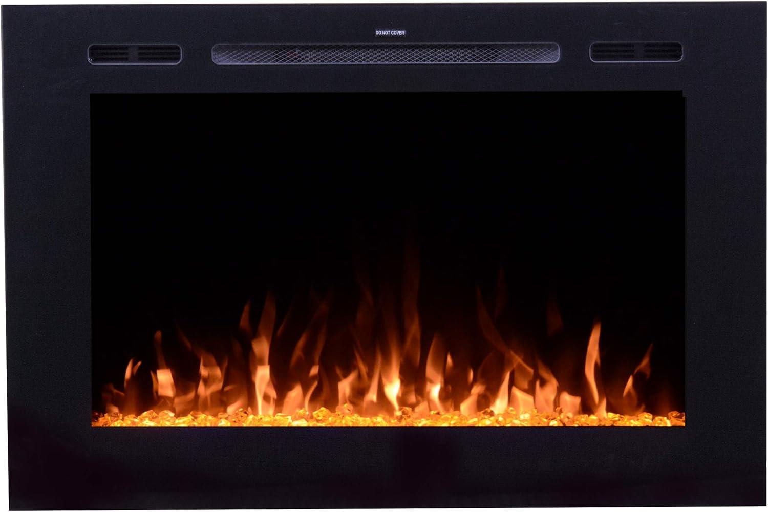 Forte 40" Black Recessed Electric Fireplace with Remote