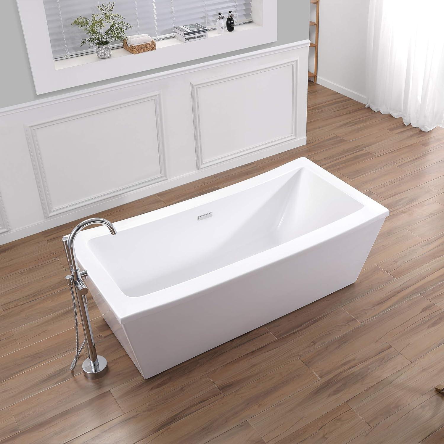 Ruby 65'' x 29.13'' Freestanding Soaking Acrylic Bathtub