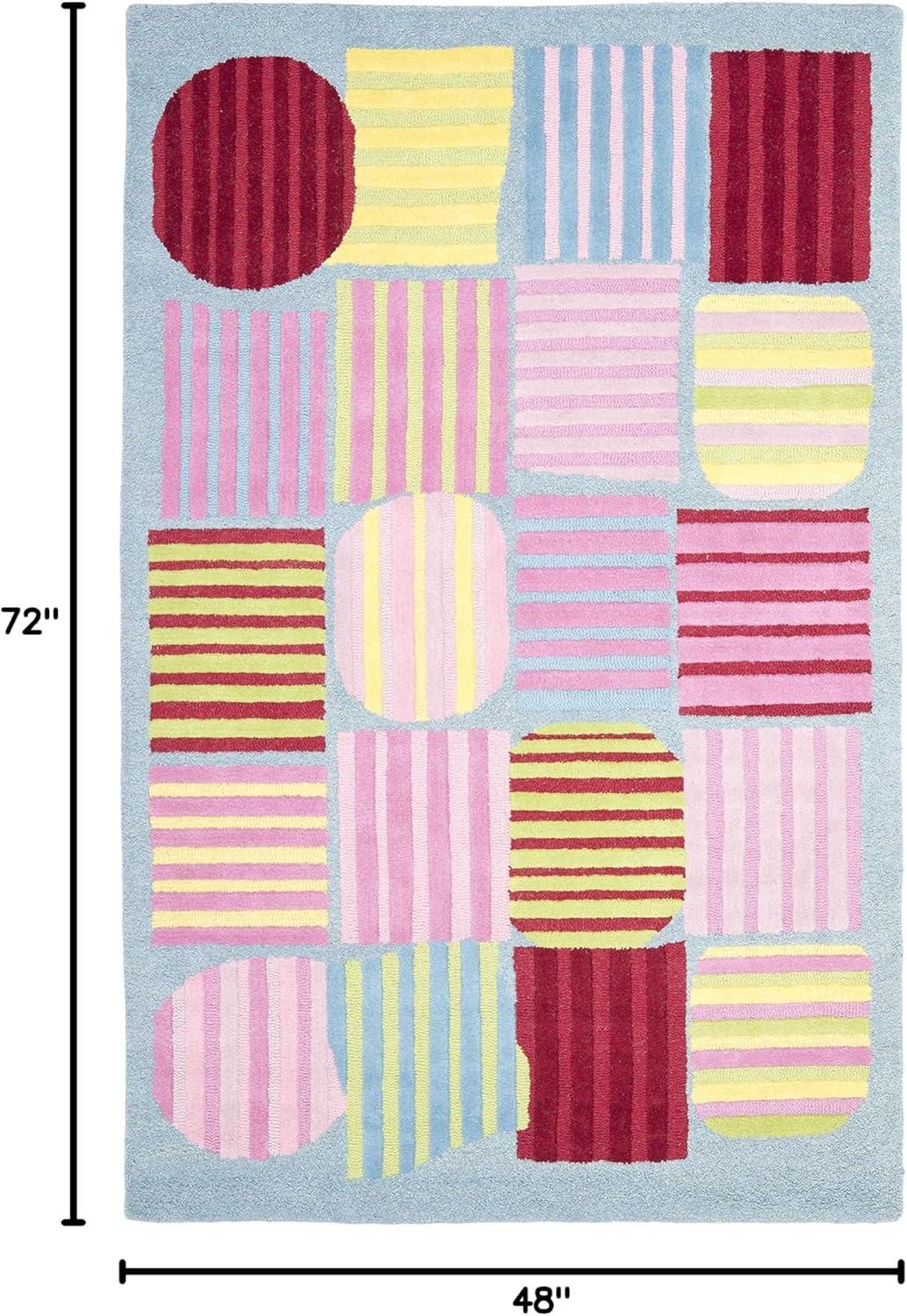 SAFAVIEH Kids Melany Geometric Striped Area Rug, Blue/Multi, 4' x 6'