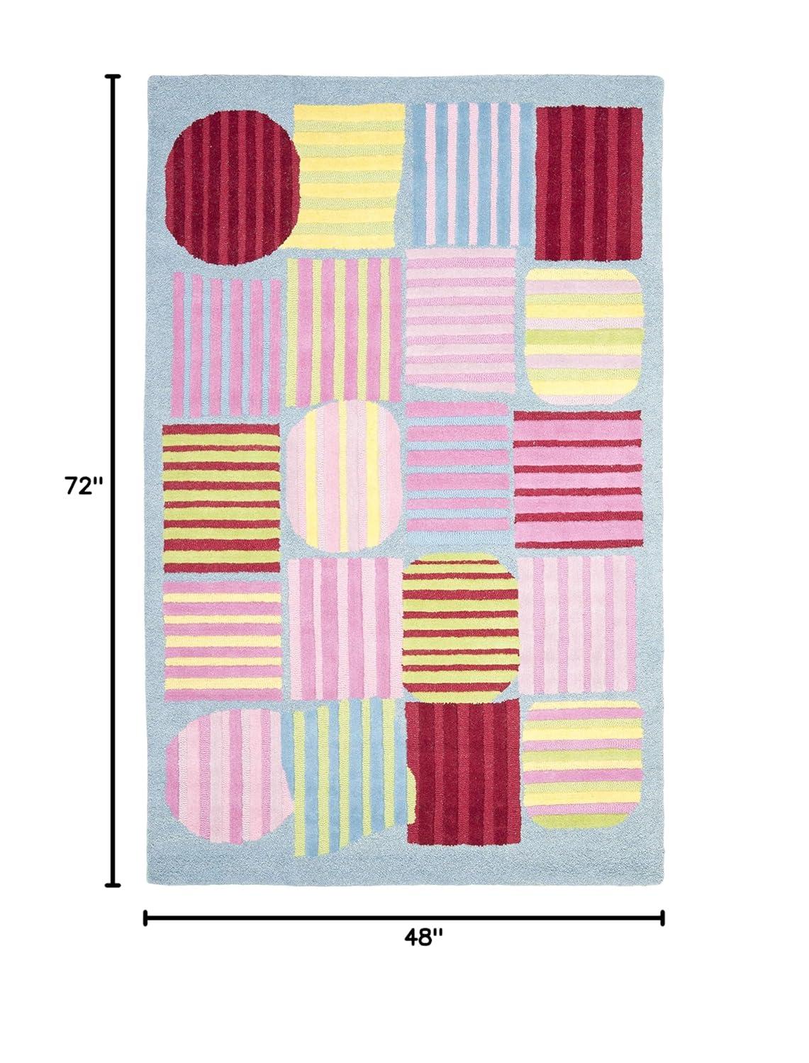 SAFAVIEH Kids Melany Geometric Striped Area Rug, Blue/Multi, 4' x 6'