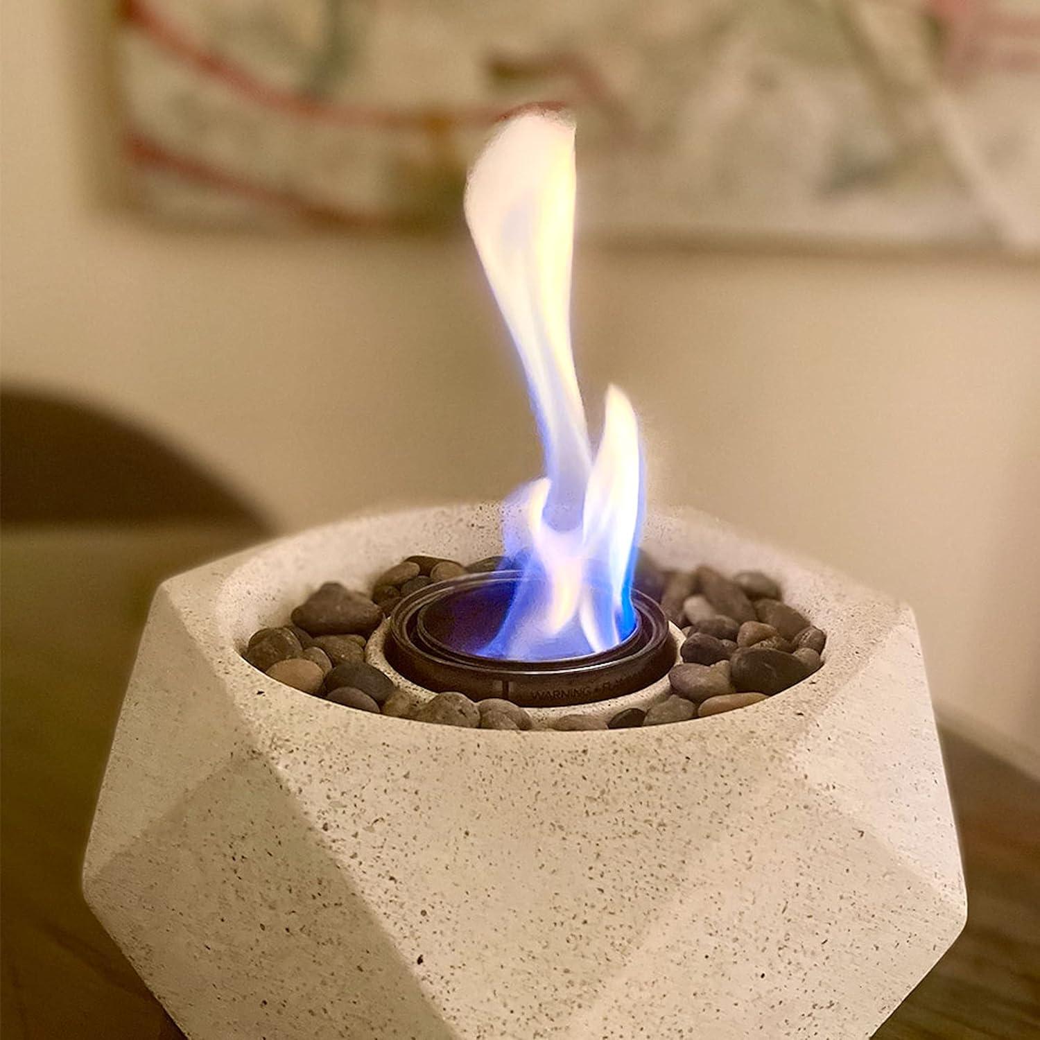 TerraFlame Geo Concrete Table Top Gel Fuel Fire Bowl - Indoor and Outdoor Use