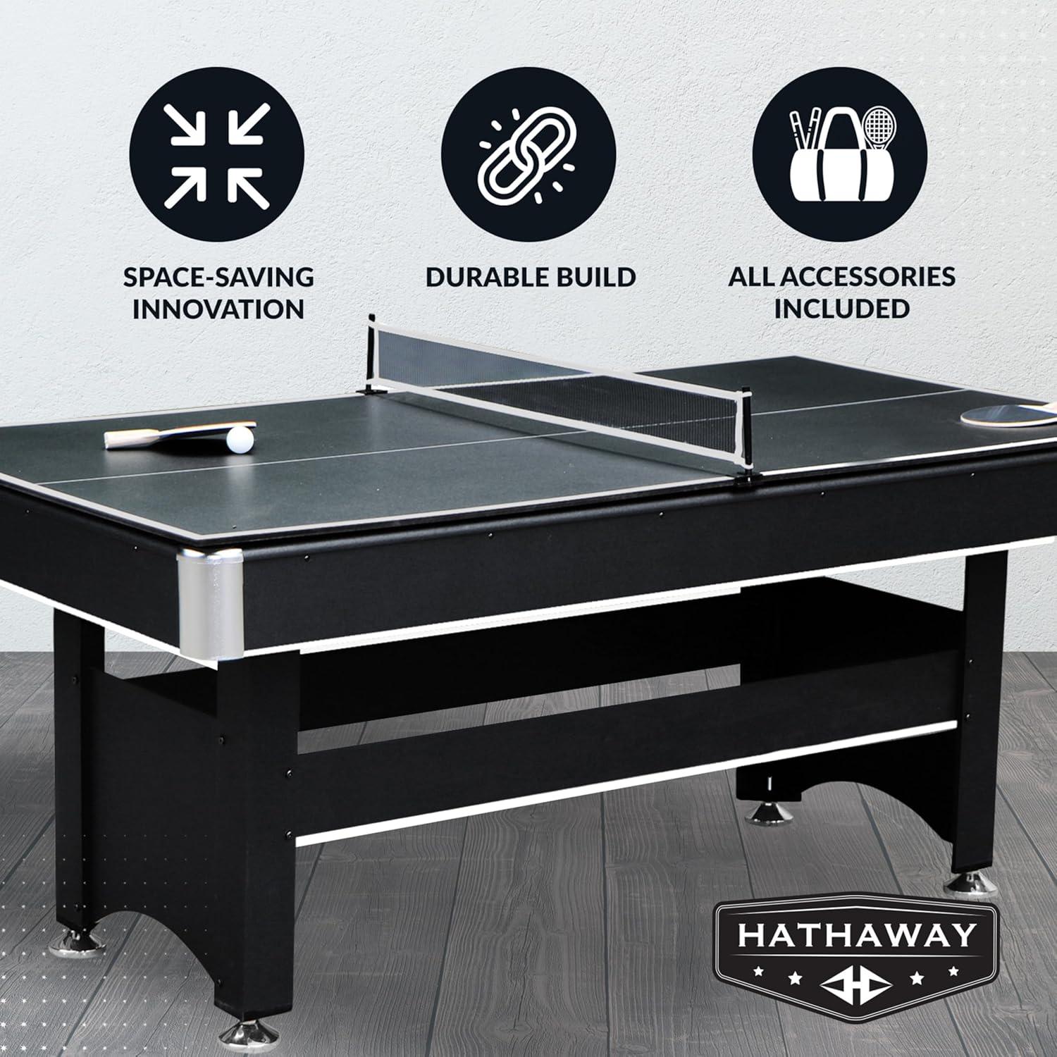 Hathaway Spartan 6' Pool Table with Table Tennis Conversion Top - Black