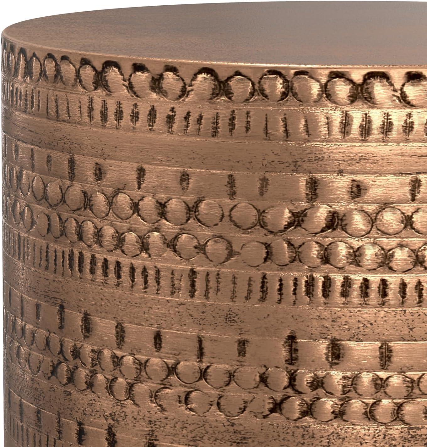 Dakota Fields Johnsen 15 in Large Iron Metal Drum Accent Side End Table