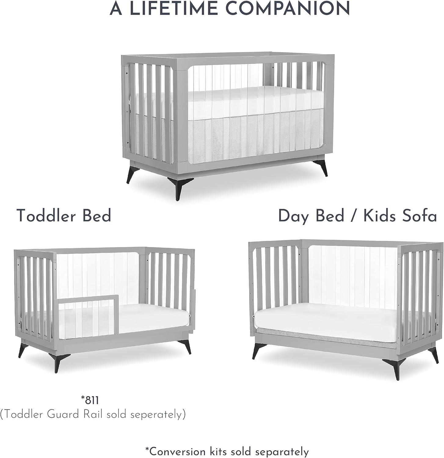 Evolur Acrylic Millennium 4 in 1 Convertible Crib